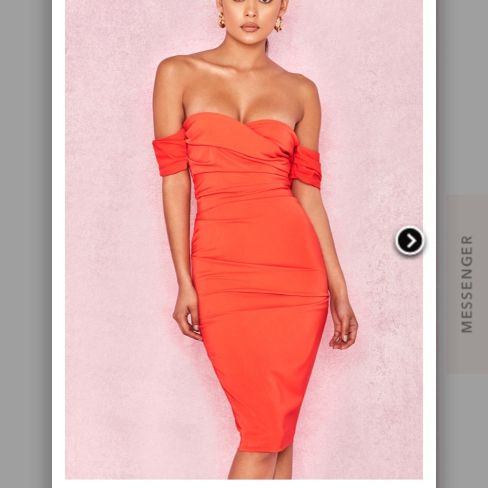 House of CB Red Off-Shoulder Dress